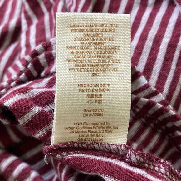 Free People Wrapped Around My Finger red wine/white stripe wrap shirt top XS - Picture 11 of 12